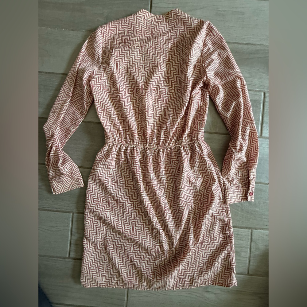 Maison Jules Dusty Rose Long-Sleeve V-Neck Button Dress - Picture 6 of 6